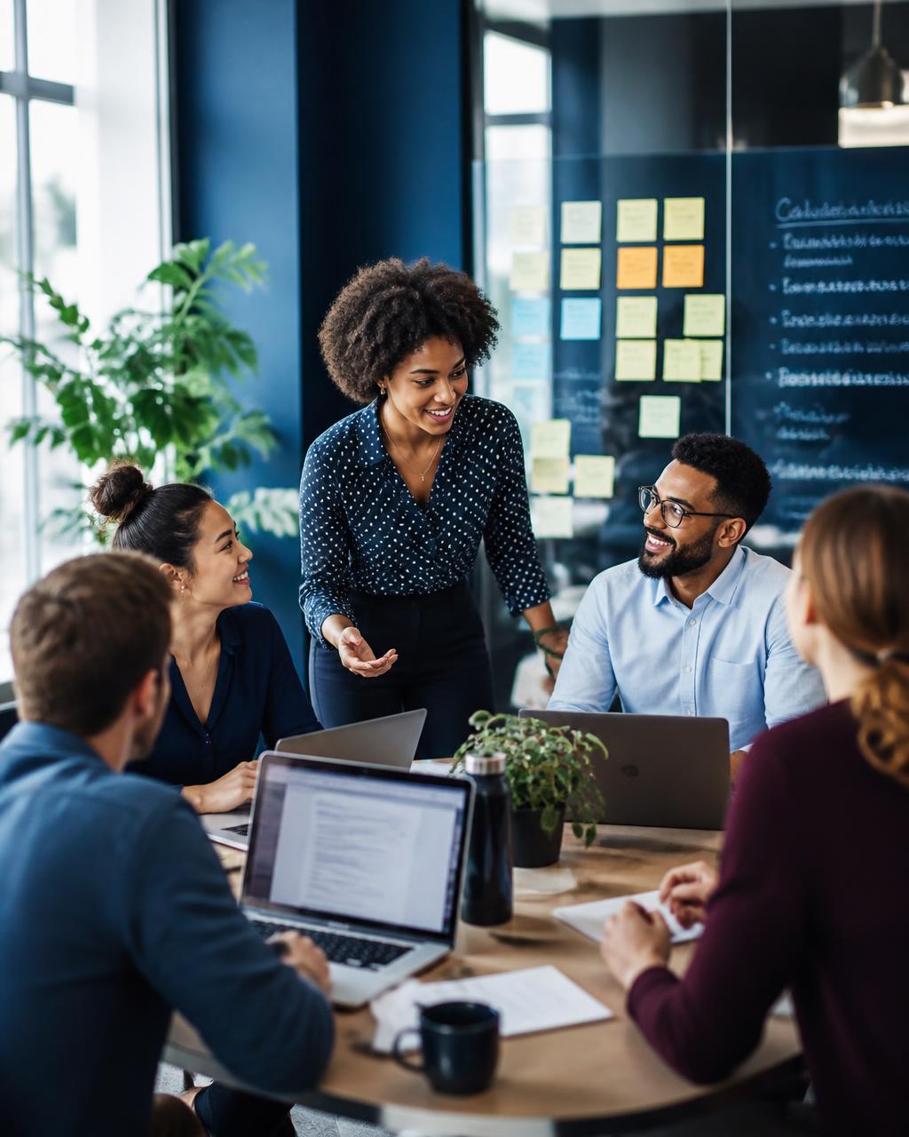 Business team working together in a modern office
